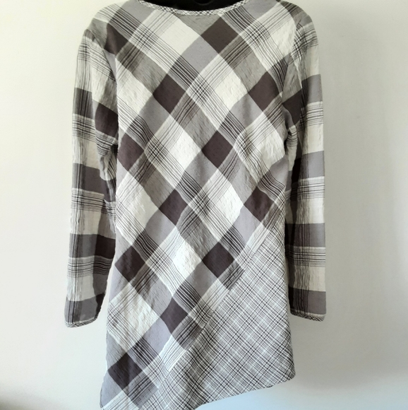 "Habitat Clothes to Live In " Plaid Asymmetrical Lagenlook Tunic Top NWT - Picture 4 of 9